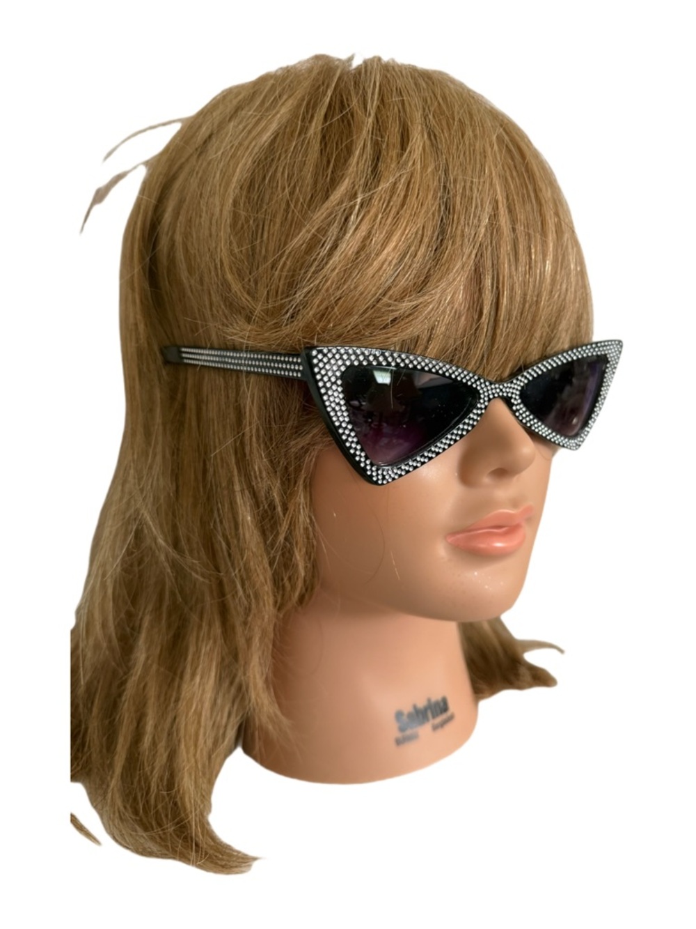 Rhinestone Cat Eye Sunglasses - Black
